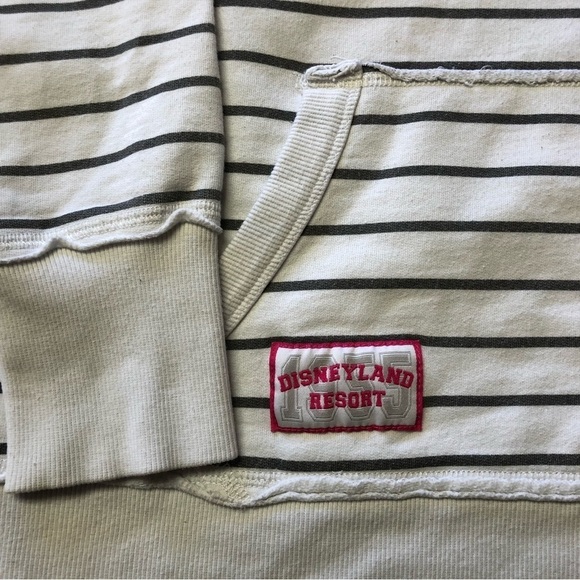 DISNEYLAND Resort White & Grey Striped Pullover Hoodie Size Med - Picture 5 of 11
